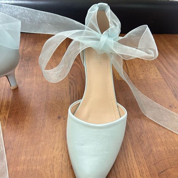Baby blue Kailee P kitten heels with tulle tie - Picture 4 of 4